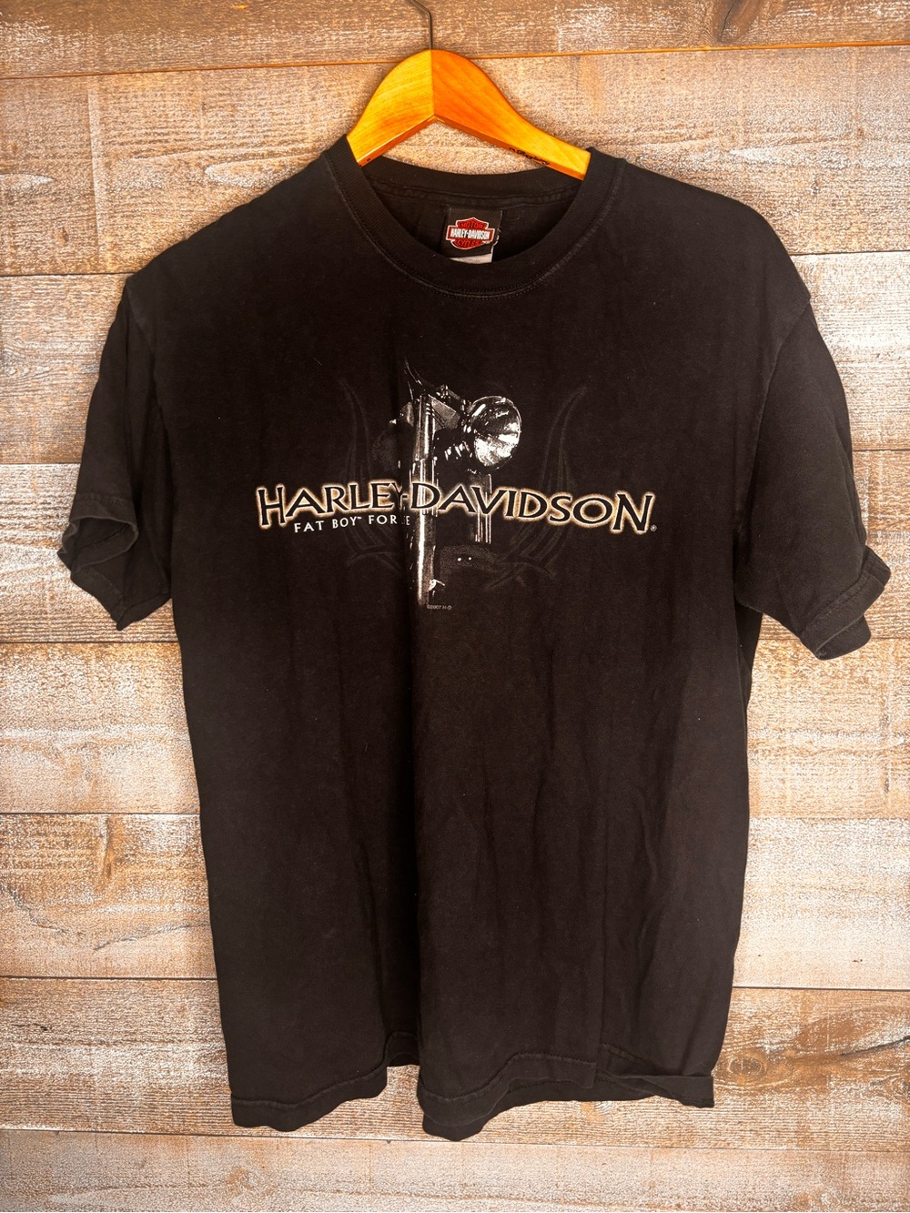 Vintage 2007 Harley-Davidson motorcycle Black Graphic Logo T-Shirt